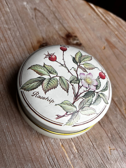 Vintage Rosehip Botanical Graphic Tin