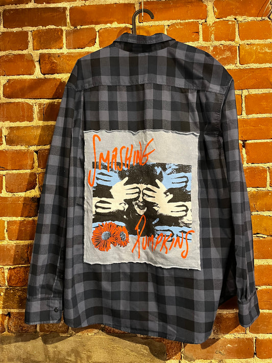 Vintage Upcycled Smashing Pumpkins Graphic Flannel Mashup