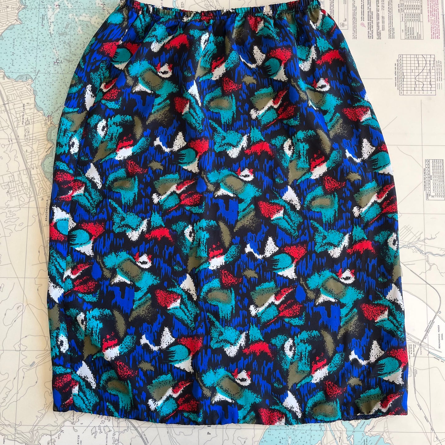 Vintage 80s Abstract Brushstroke Pattern Skirt