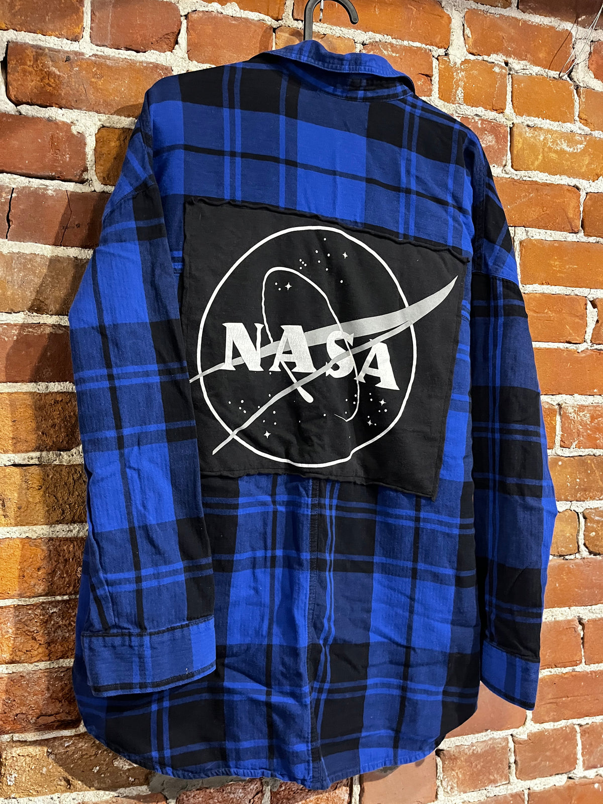 Vintage Upcycled NASA Graphic Flannel Mashup