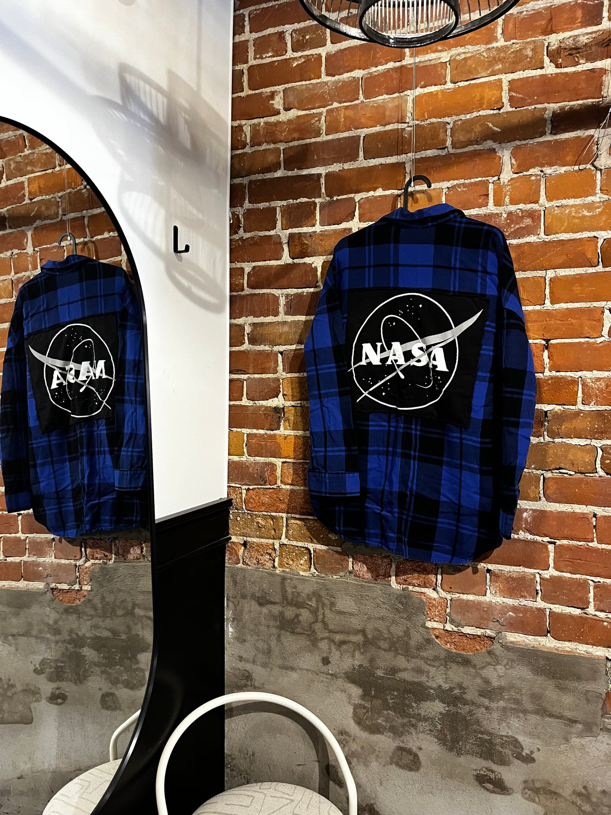Vintage Upcycled NASA Graphic Flannel Mashup