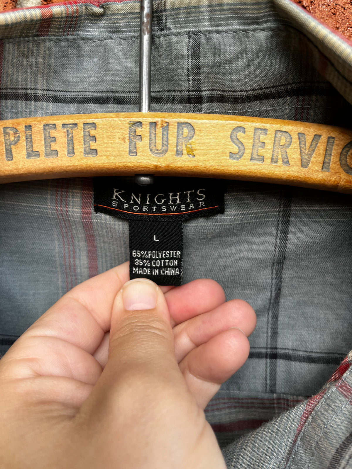 Vintage Knights Sportswear Blue Green Plaid Button Up