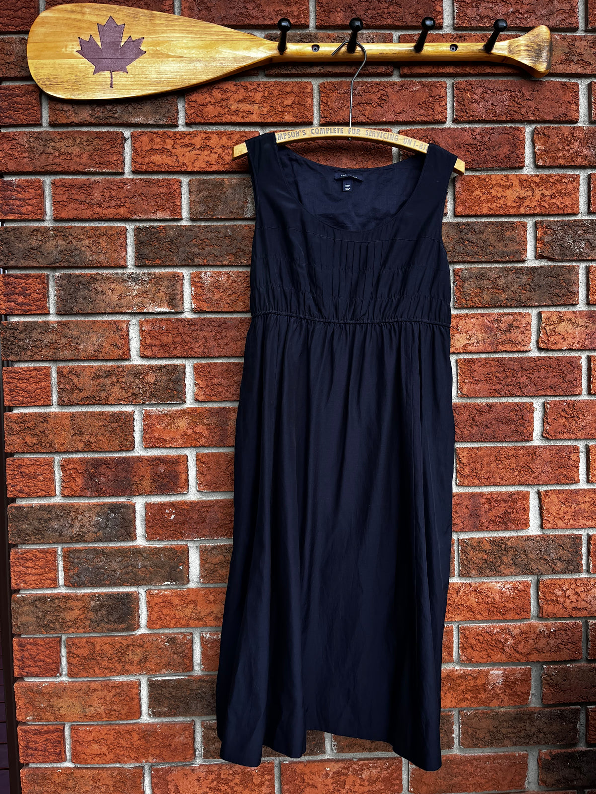 Land's End Navy Silk Blend Empire Waist Dress