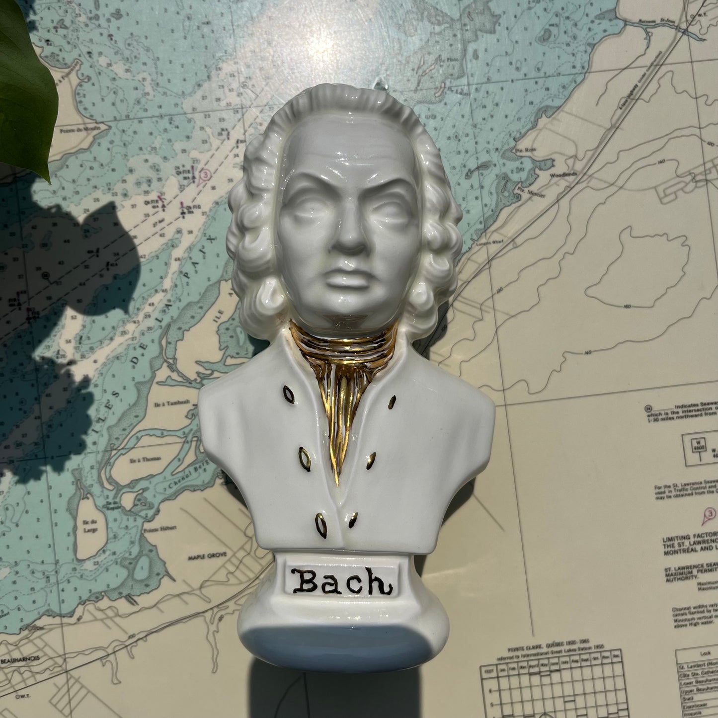 Vintage Bach Ceramic Bust with Gold Accents