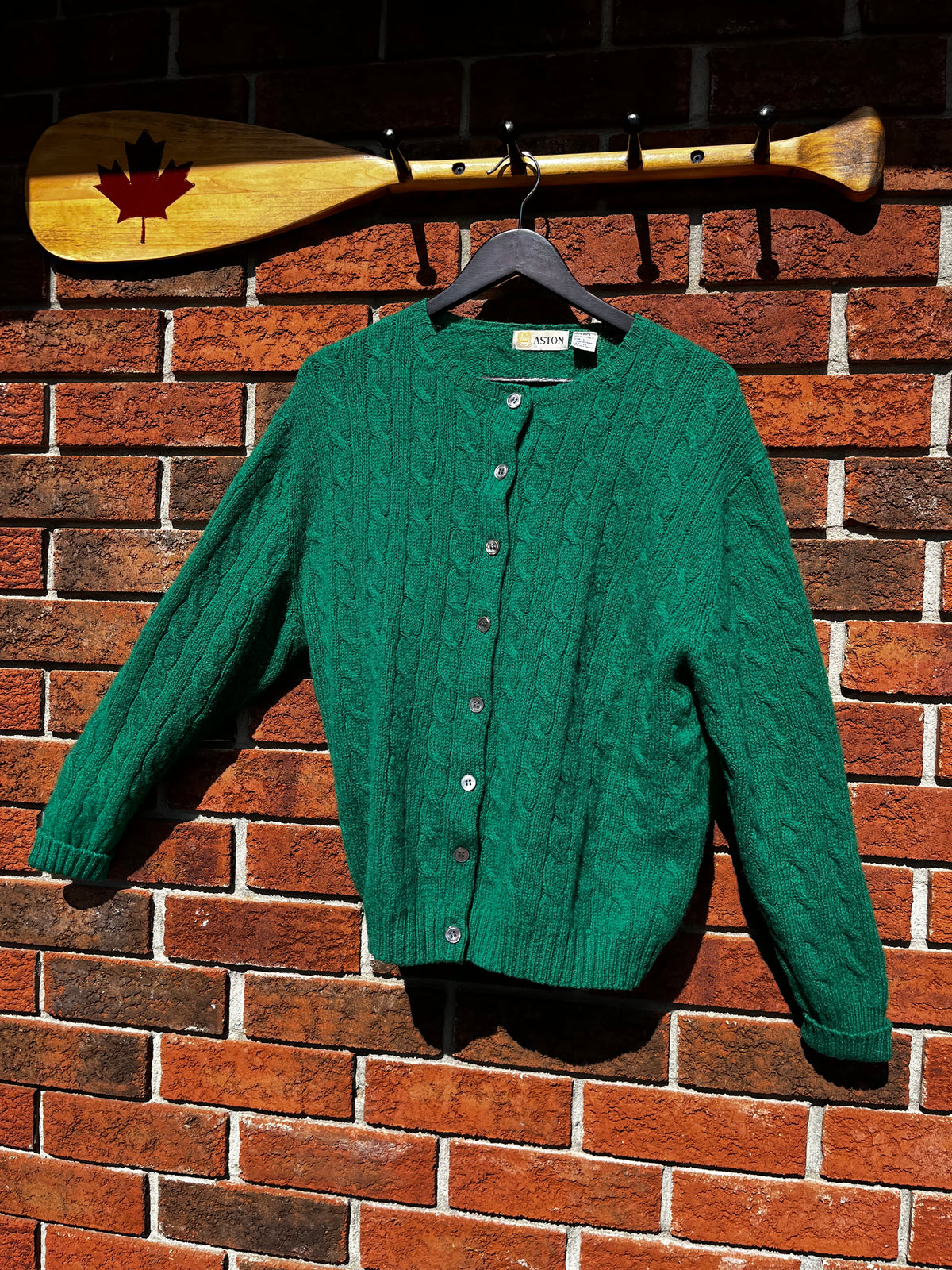 Vintage Aston Green Wool Cardigan