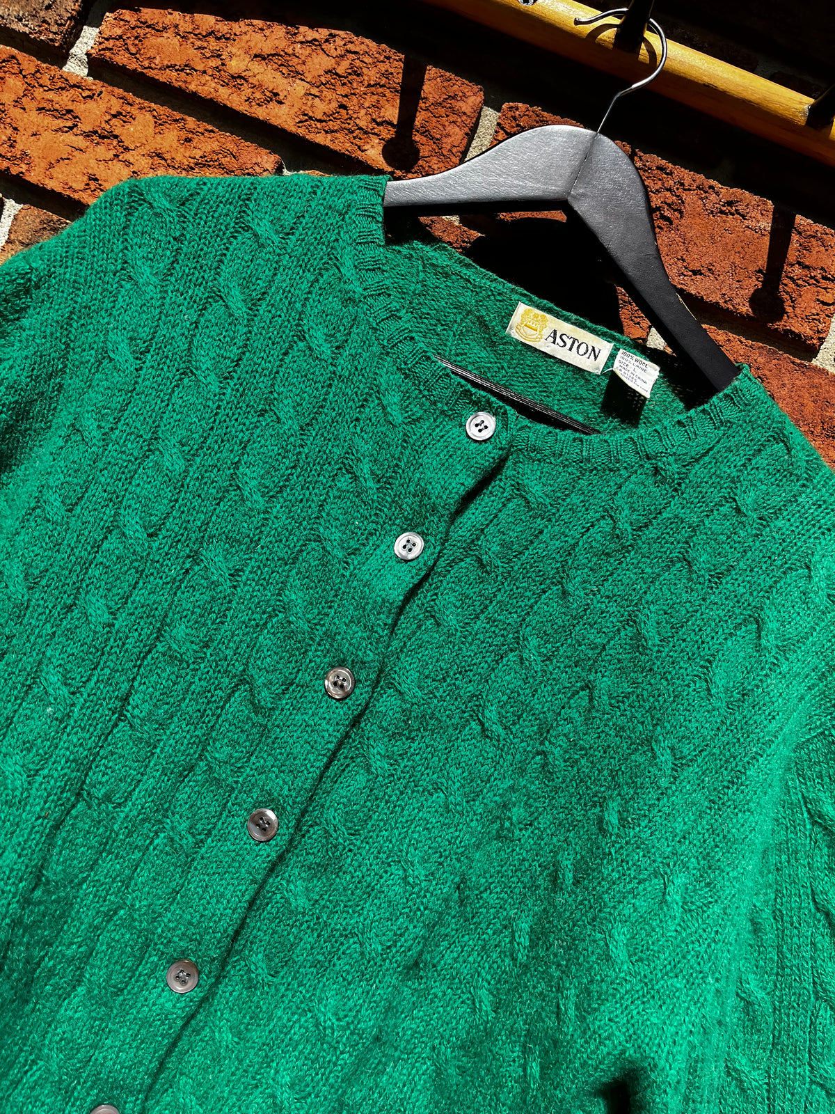 Vintage Aston Green Wool Cardigan