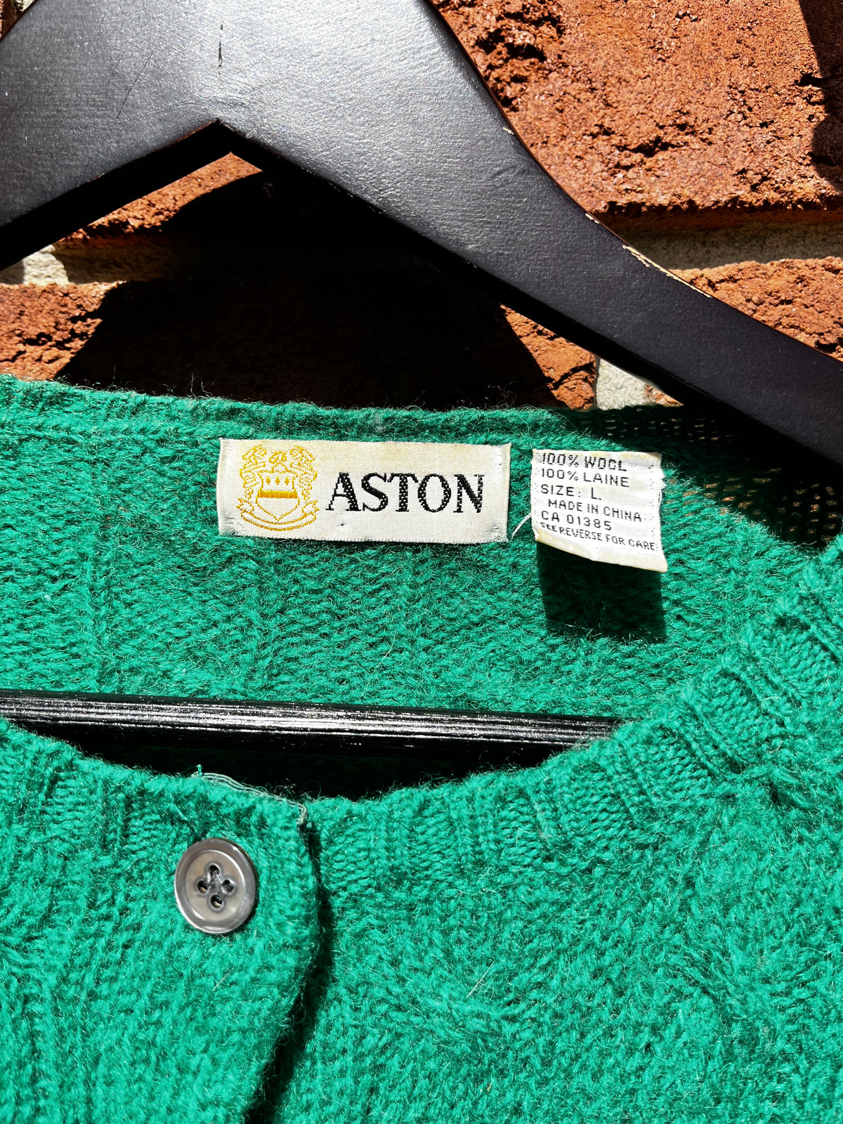 Vintage Aston Green Wool Cardigan