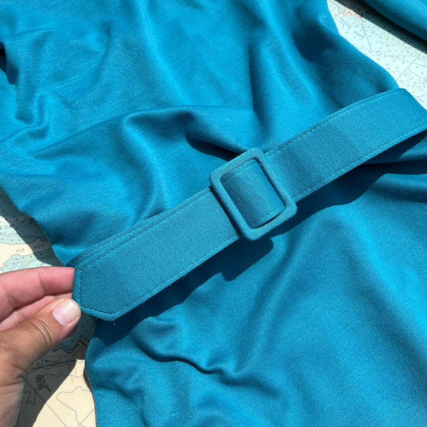 Vintage Teal Belted Button Back Dress