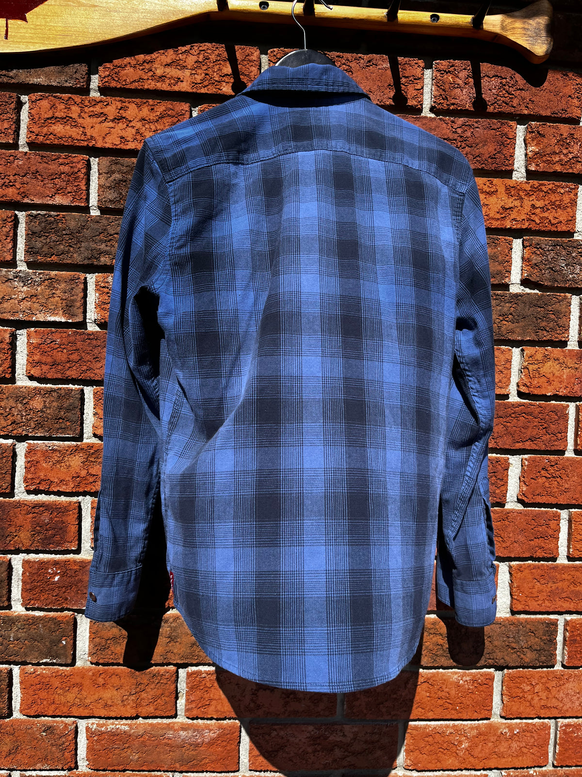 Vintage Wrangler Blue on Blue Plaid Western Style Button Up Shirt