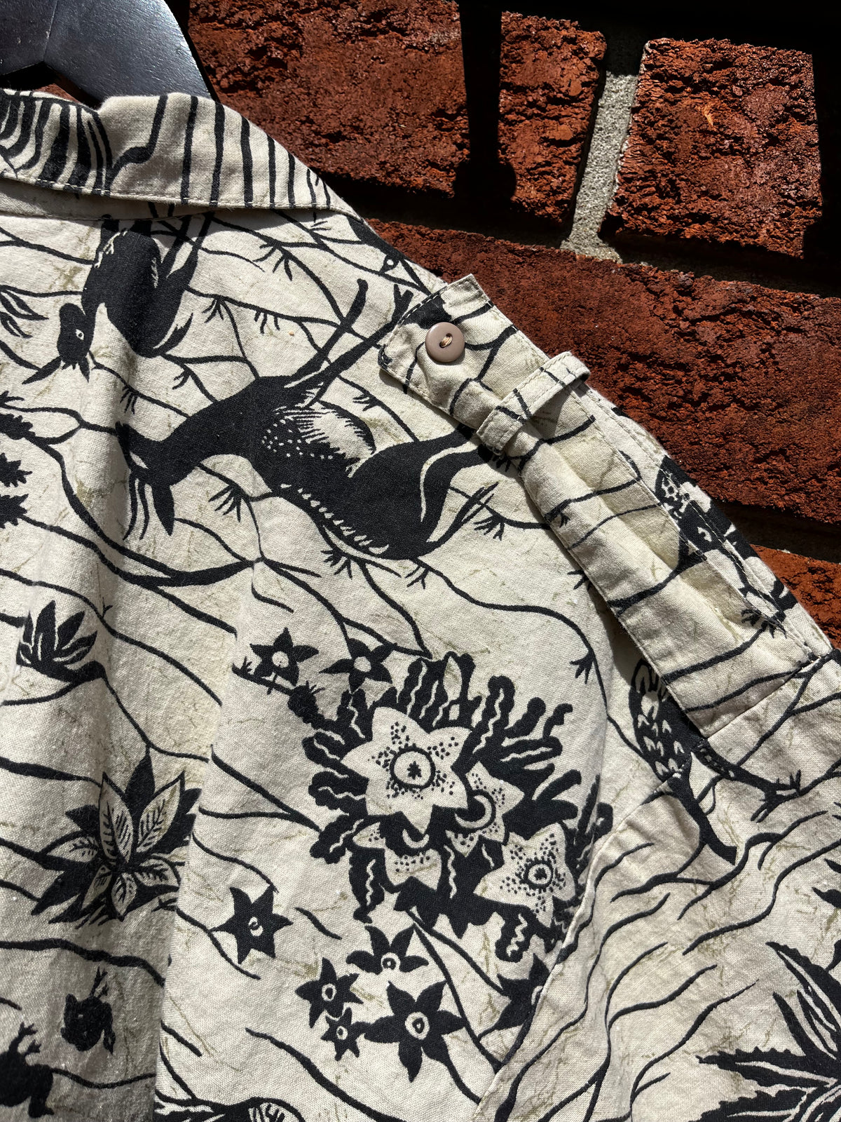 Vintage Safari Print 100% Cotton Button Up Uniform Shirt
