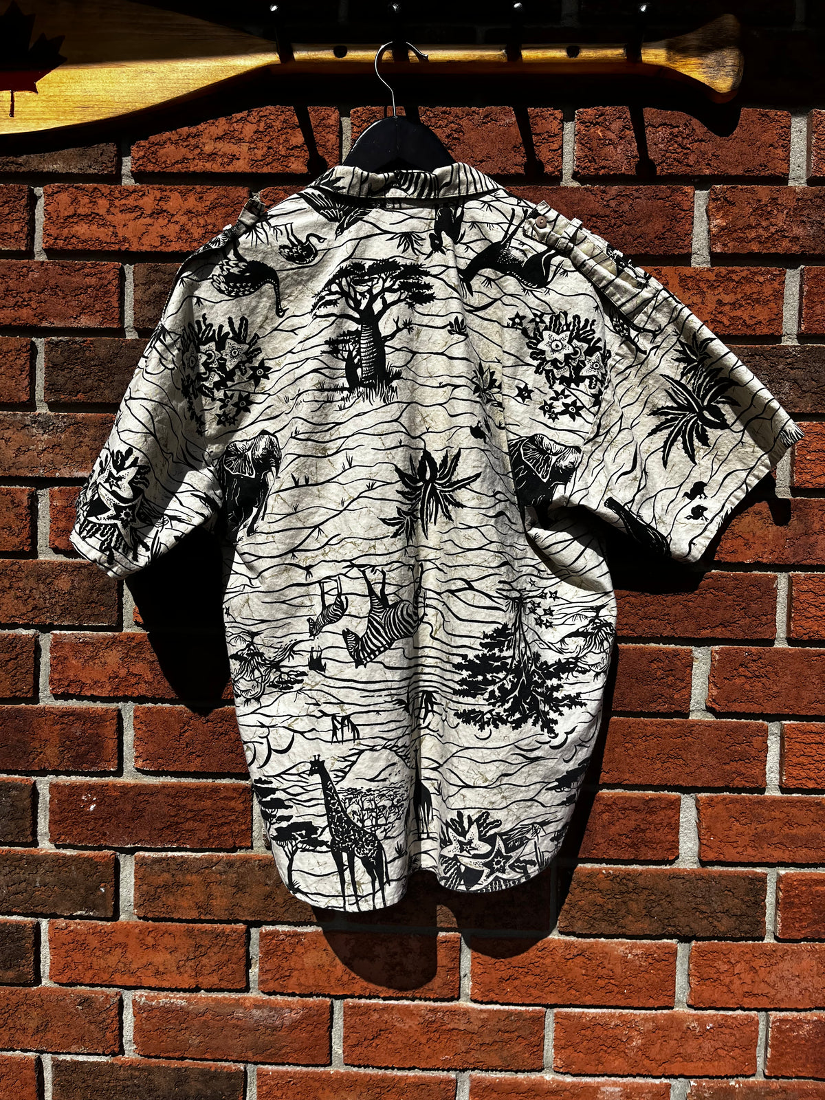 Vintage Safari Print 100% Cotton Button Up Uniform Shirt