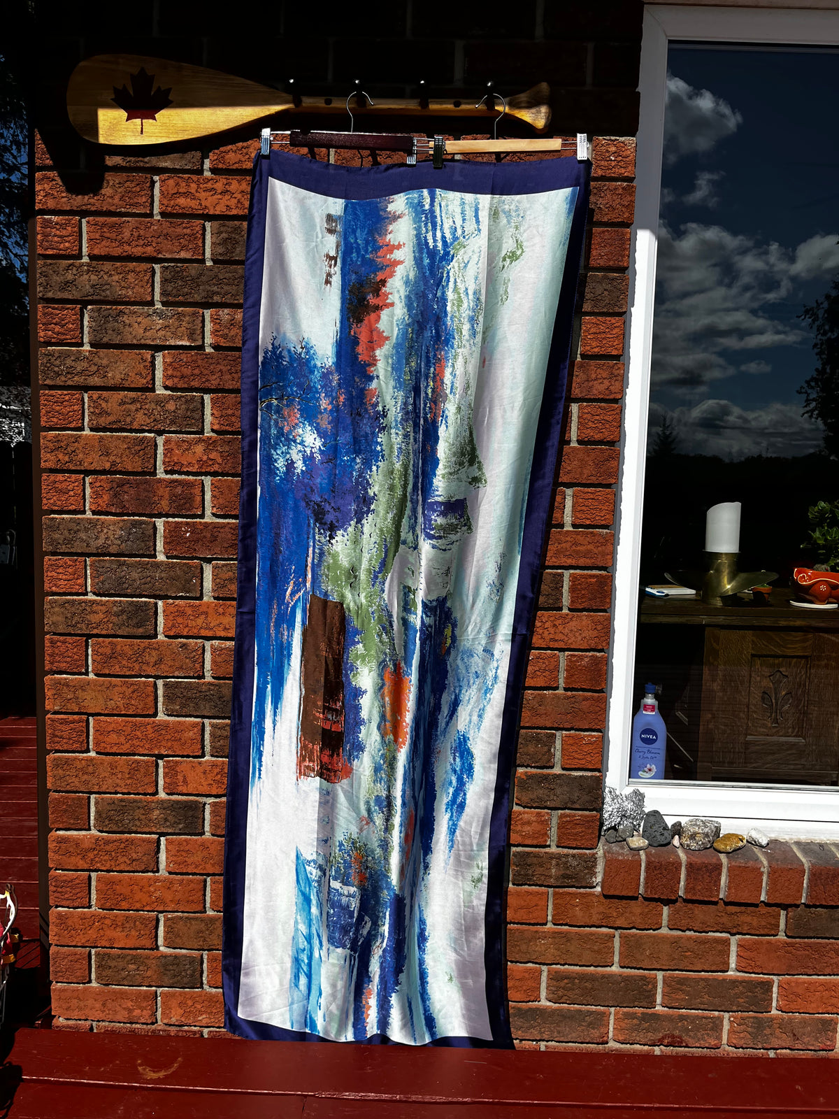 100% Silk Scarf Wrap Abstract Seascape Artwork