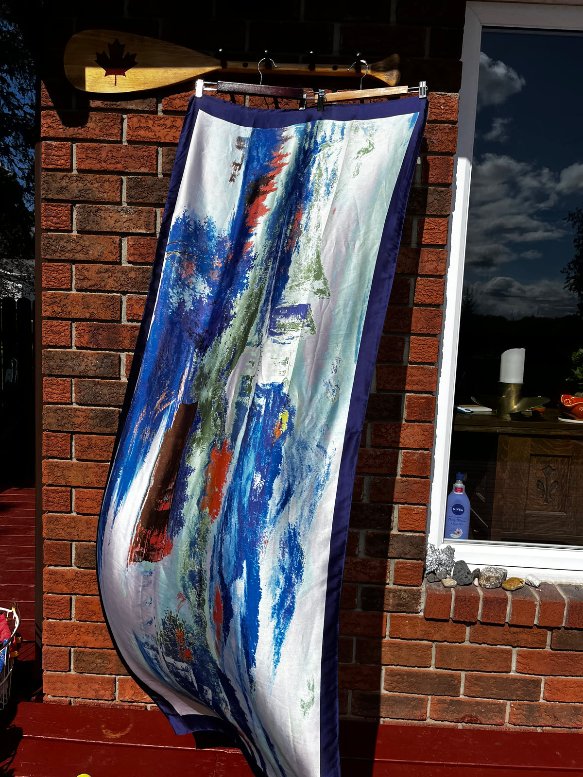 100% Silk Scarf Wrap Abstract Seascape Artwork
