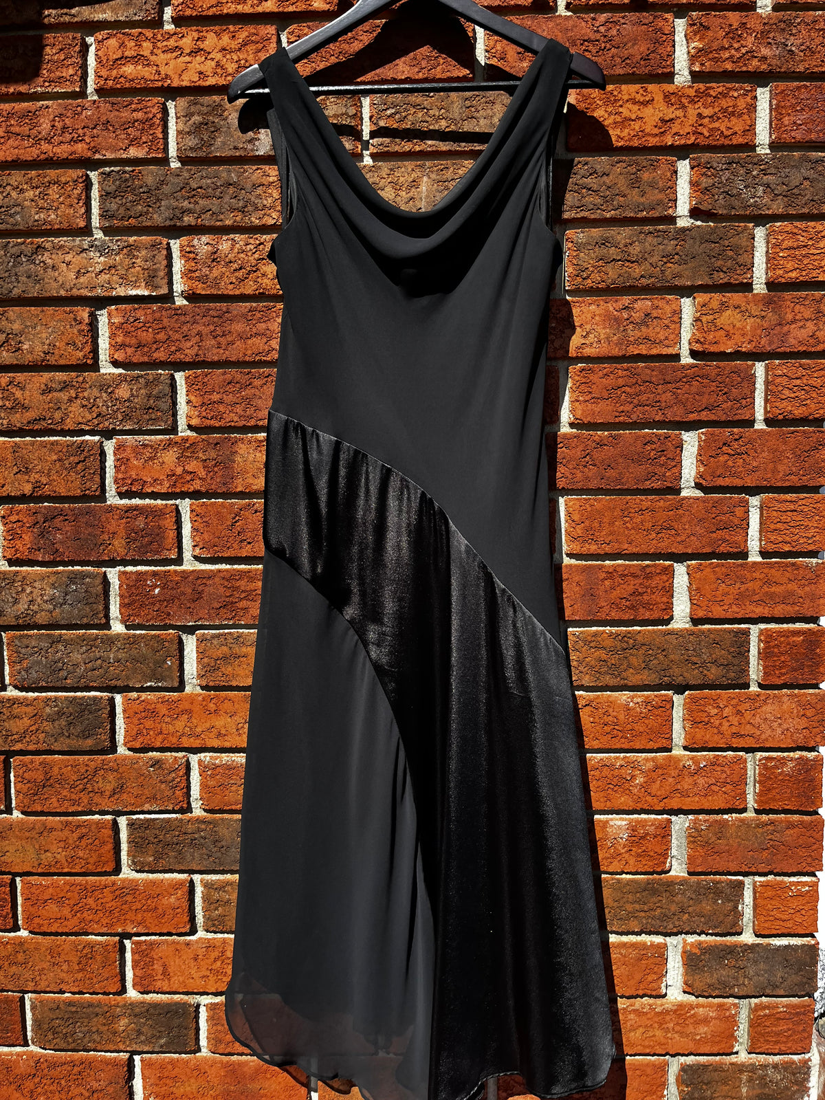 Vintage Black Satin Wave Jessica Dress