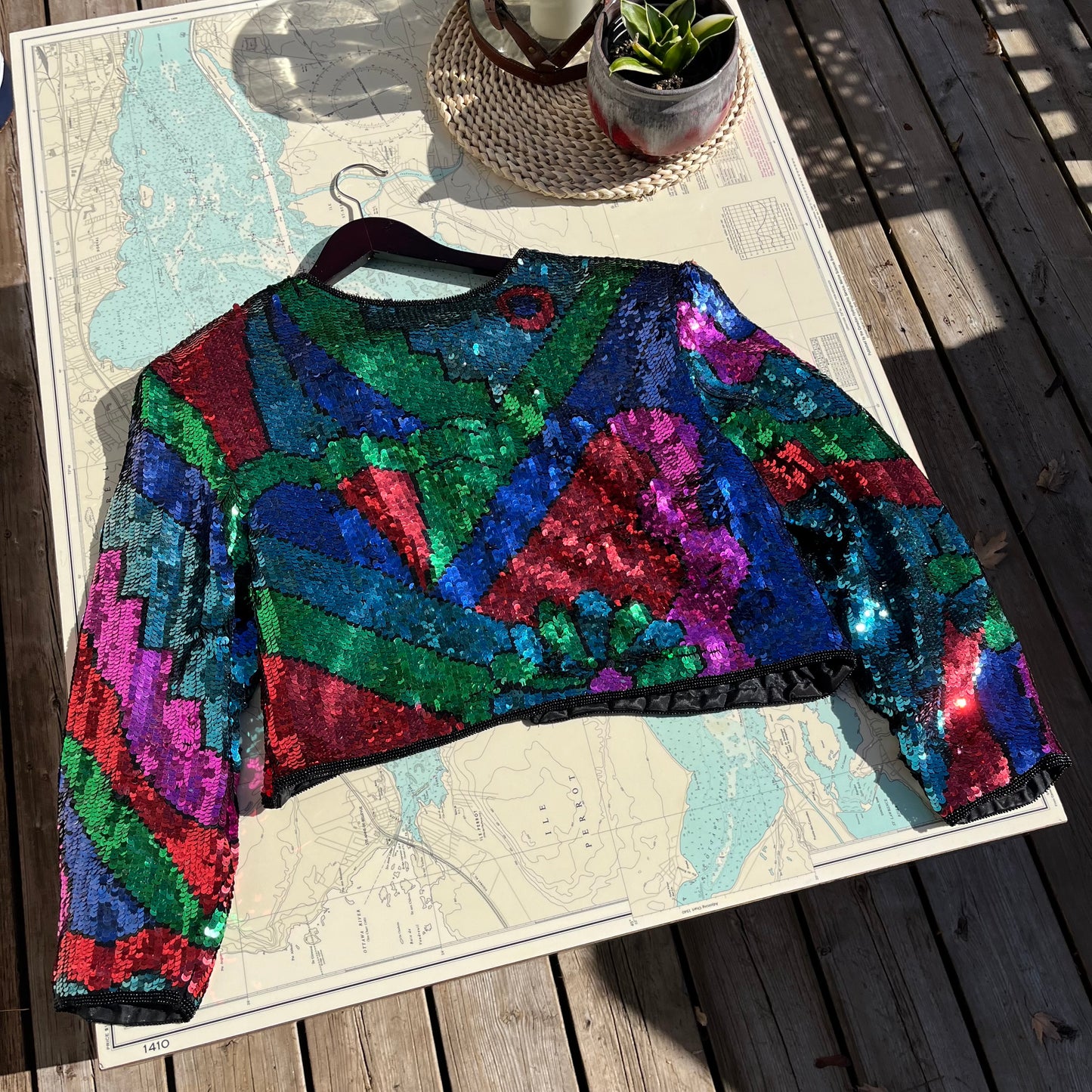 Vintage Scarlet Rage Sequin Silk Lined Jacket