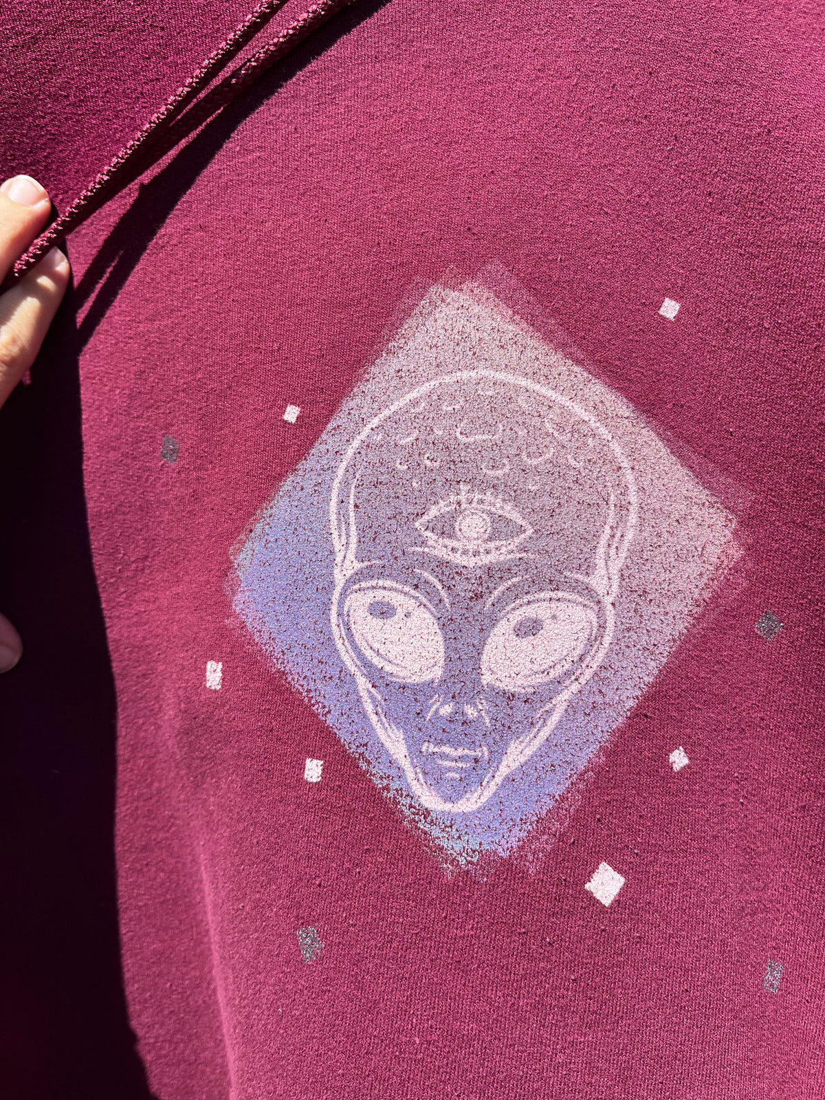 Alien Graphic Printed Burgundy Hoodie