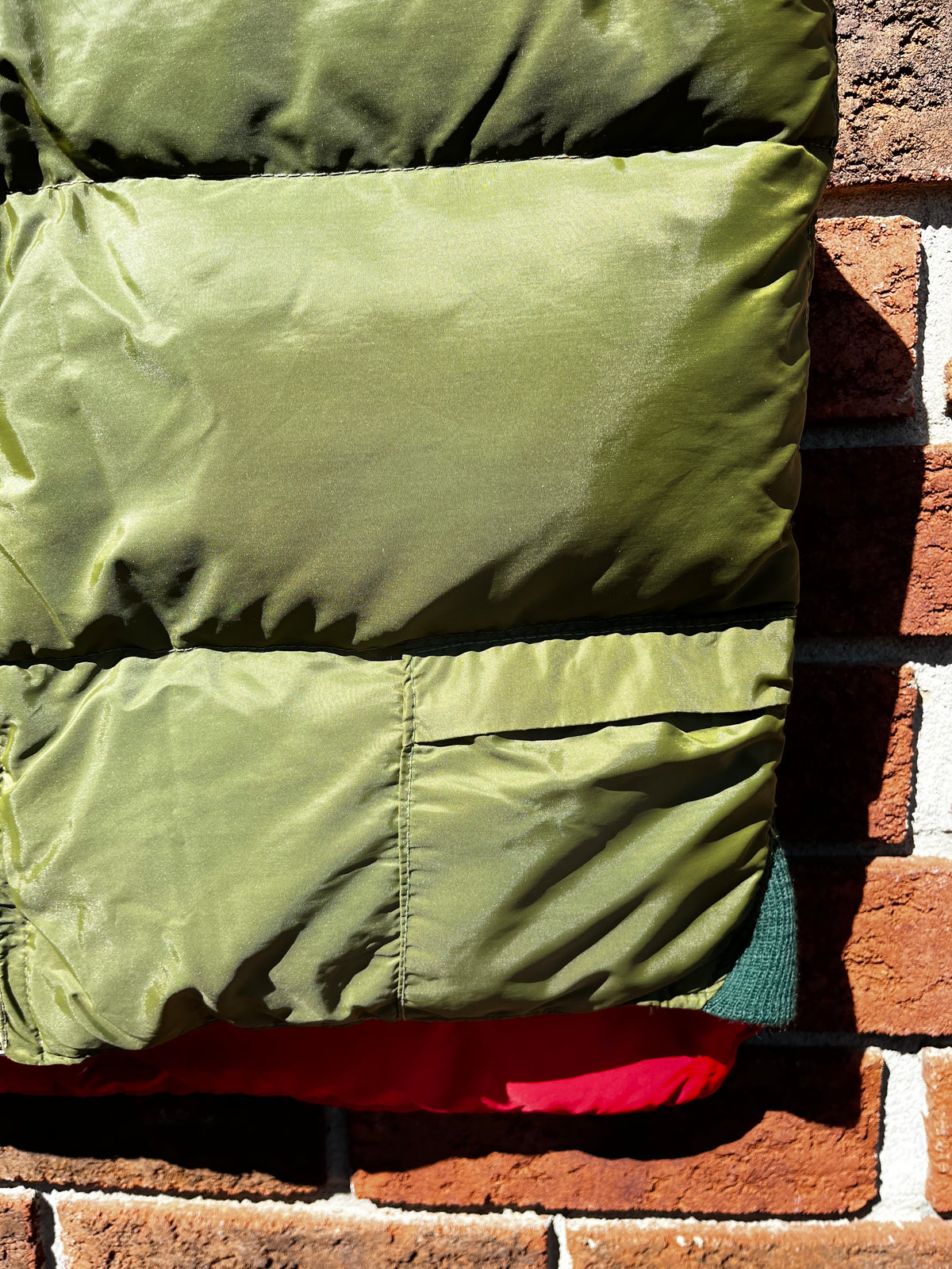 Vintage Red and Green Reversible Hunter's Down Filled Puffer Vest