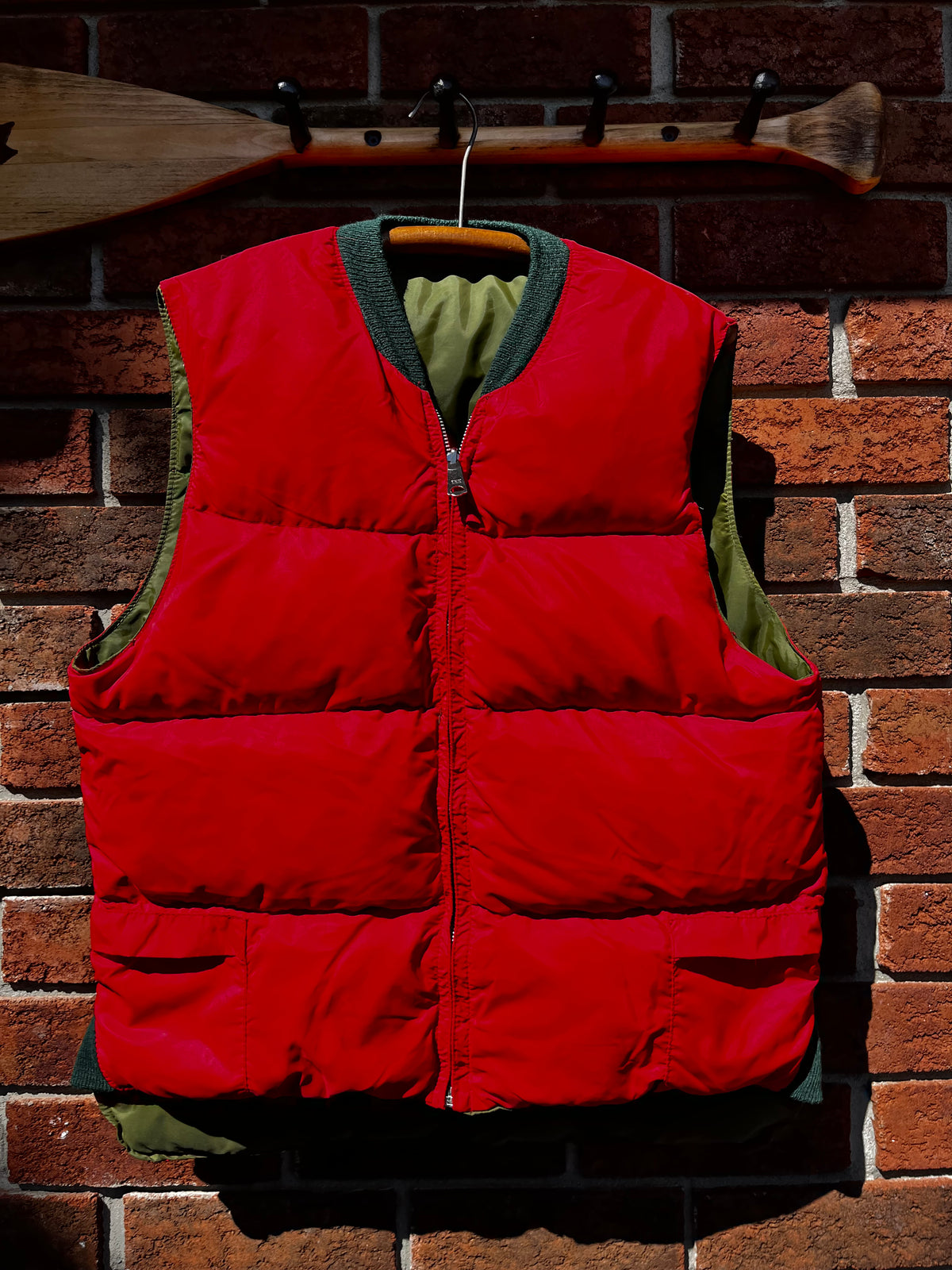 Vintage Red and Green Reversible Hunter's Down Filled Puffer Vest