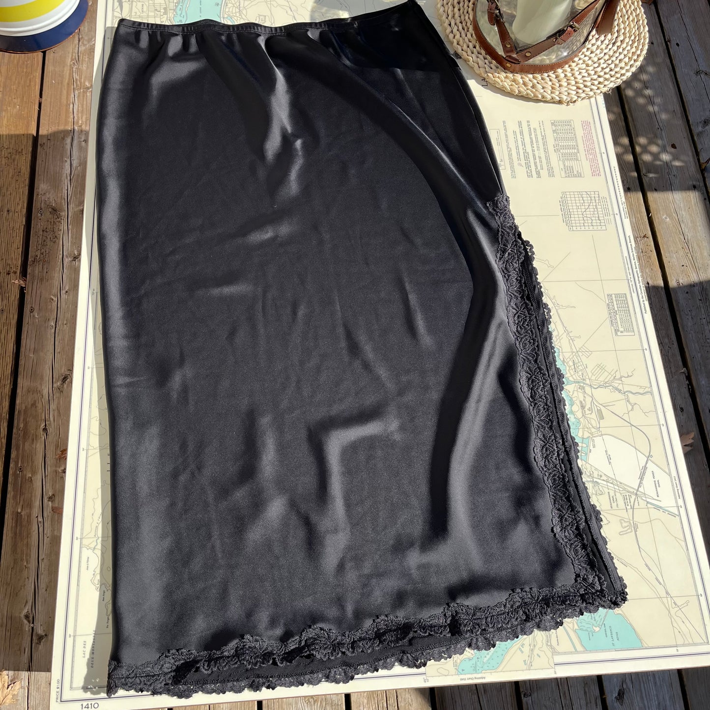 Wild Fable Black Lace Trim Slip Skirt XL