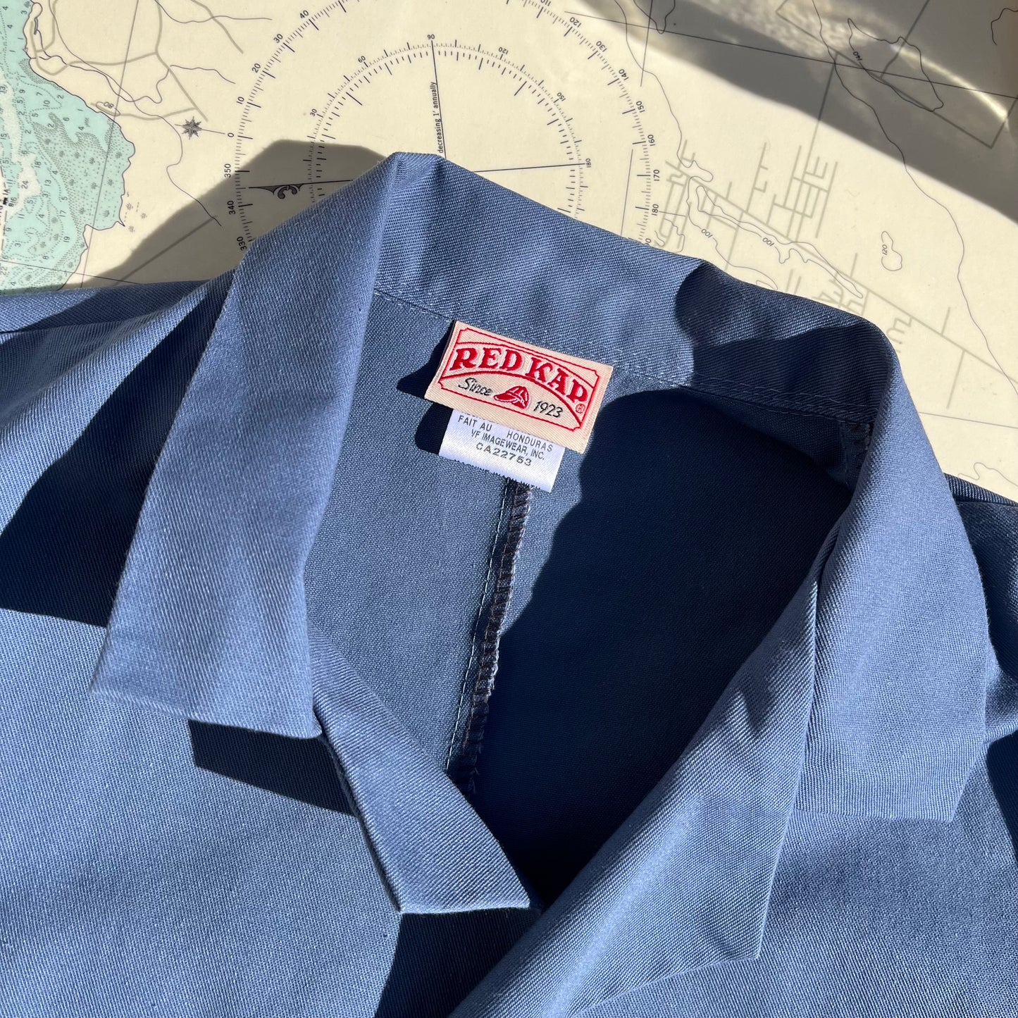 Vintage Red Hat Slate Blue Lab Coat 36