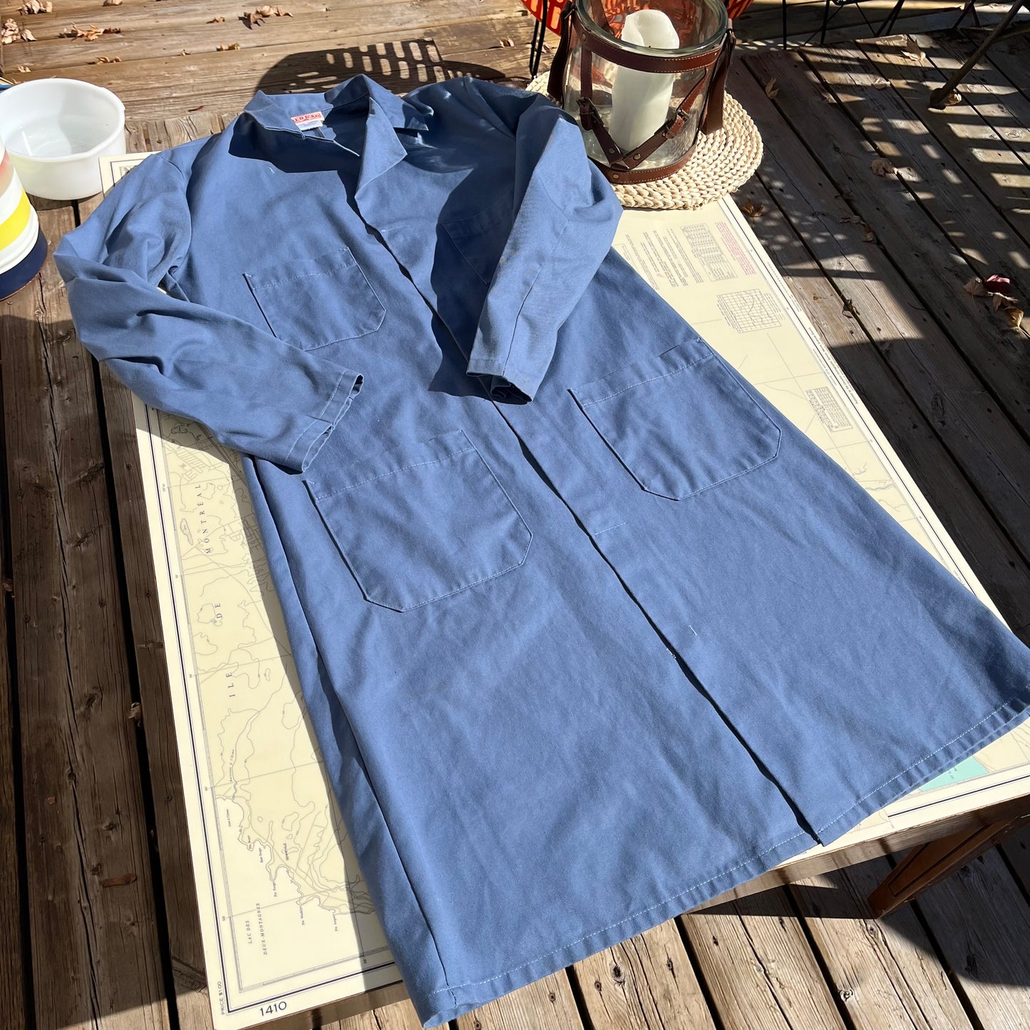 Vintage Red Hat Slate Blue Lab Coat 36