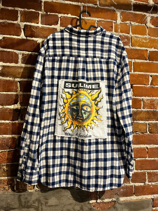 Vintage Upcycled Sublime Graphic Flannel Mashup