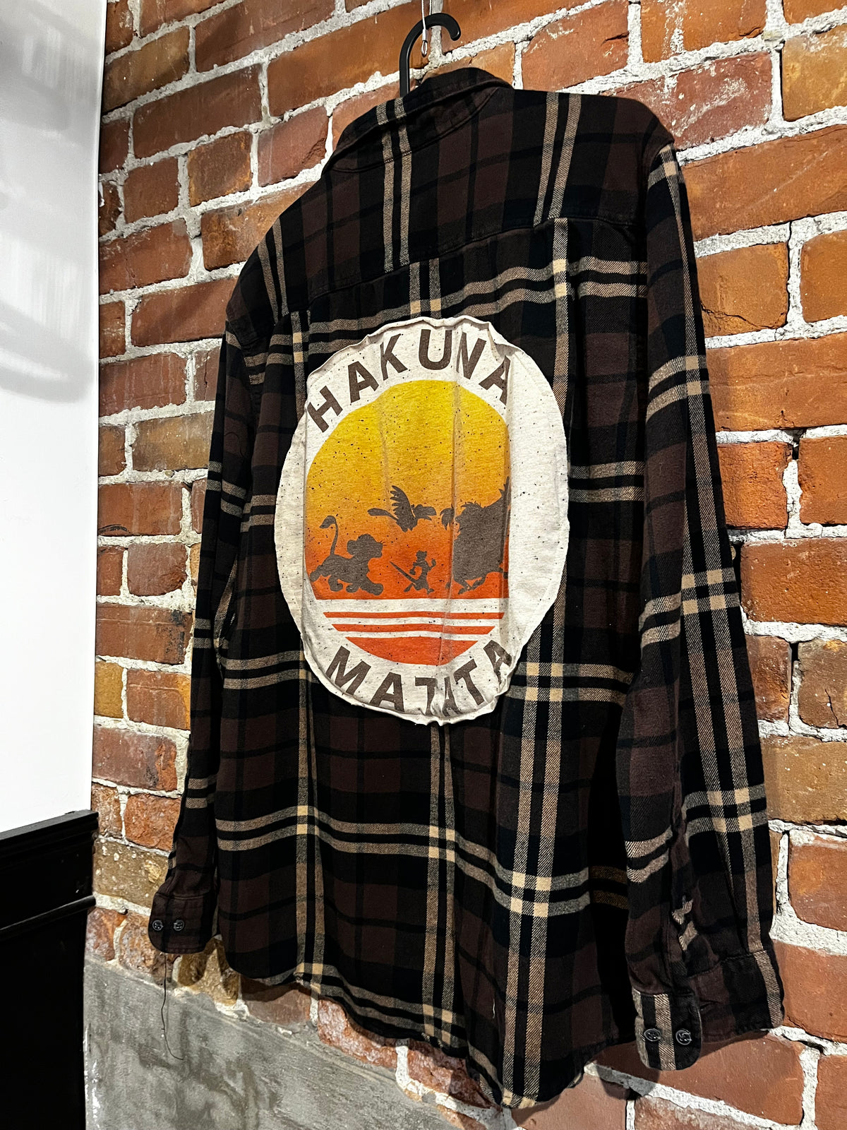 Vintage Upcycled Hakuna Matata Lion King Graphic Flannel Mashup