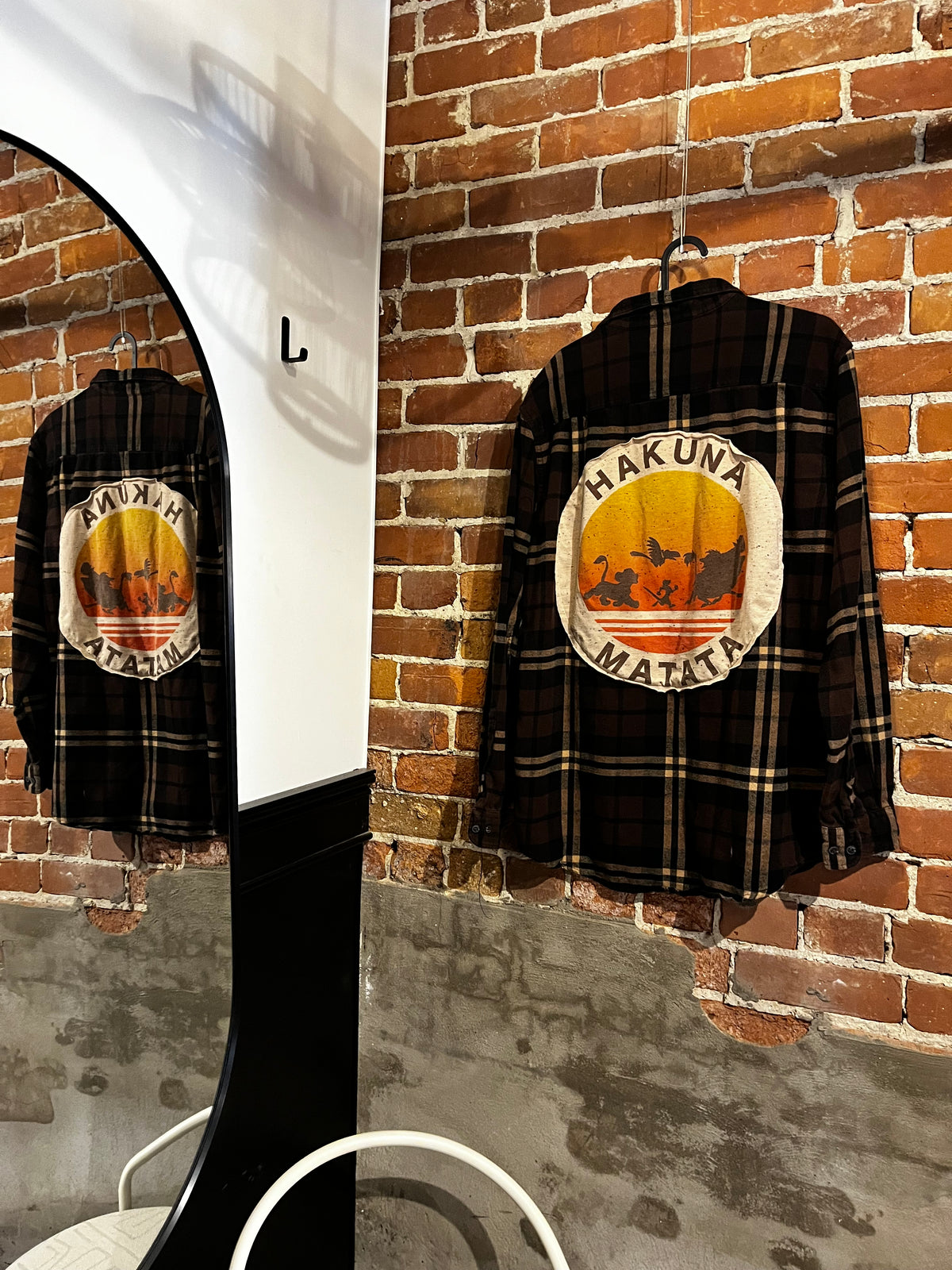 Vintage Upcycled Hakuna Matata Lion King Graphic Flannel Mashup