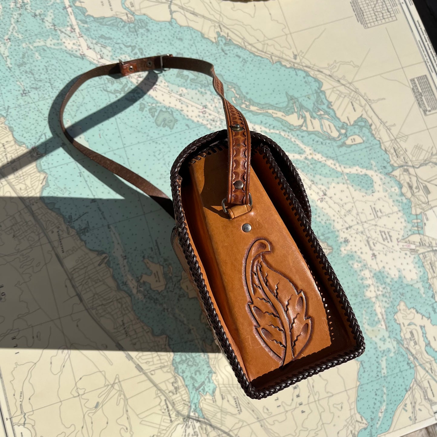 Vintage Floral Tooled Leather Structured Purse