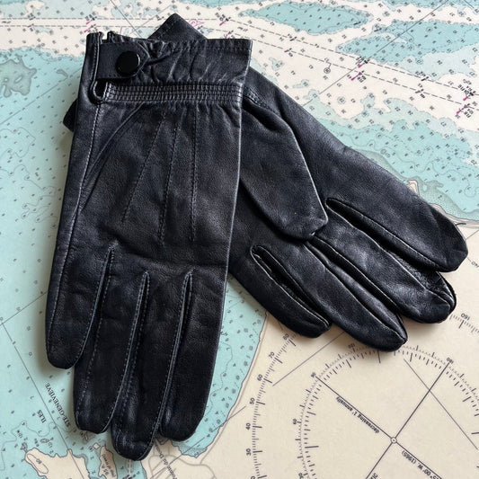 Vintage 90s Black Leather Driving Gloves