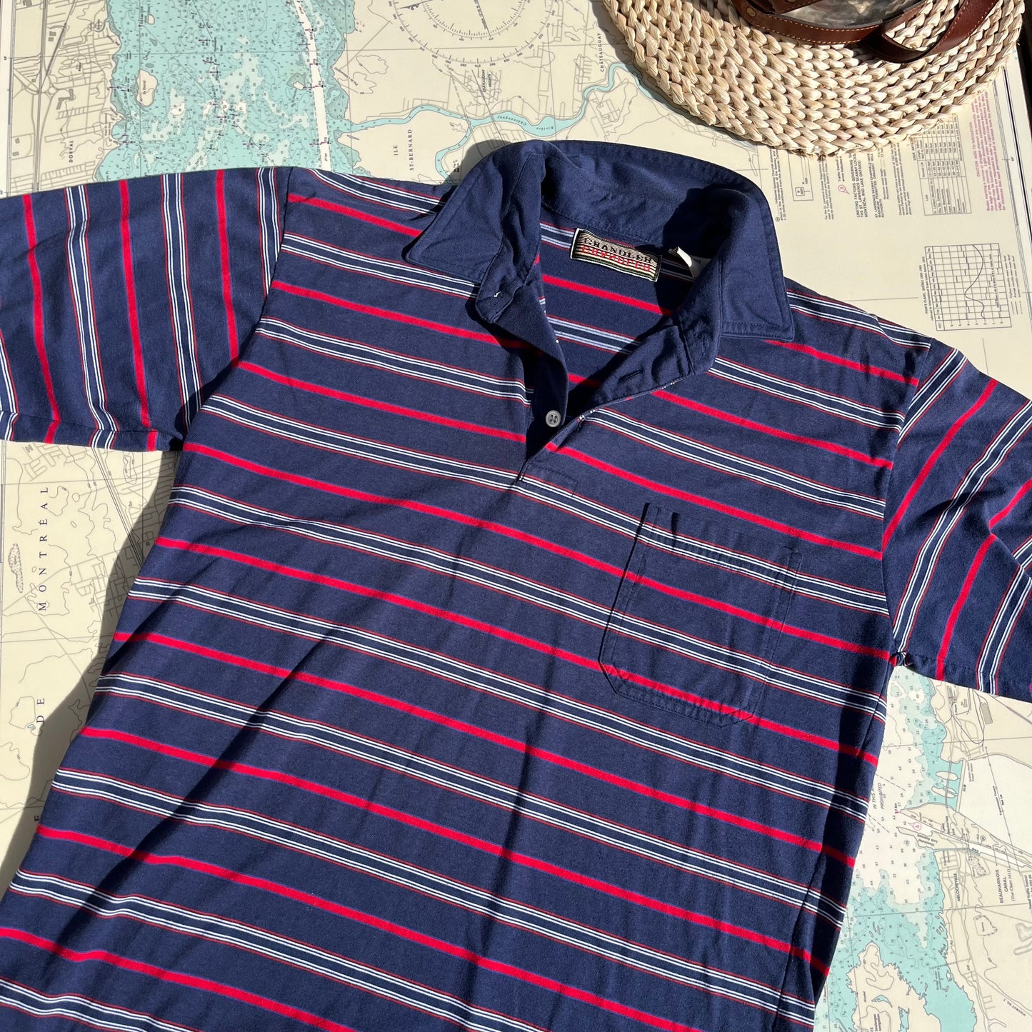 Vintage Chandler Striped Collared Golf Tee Shirt