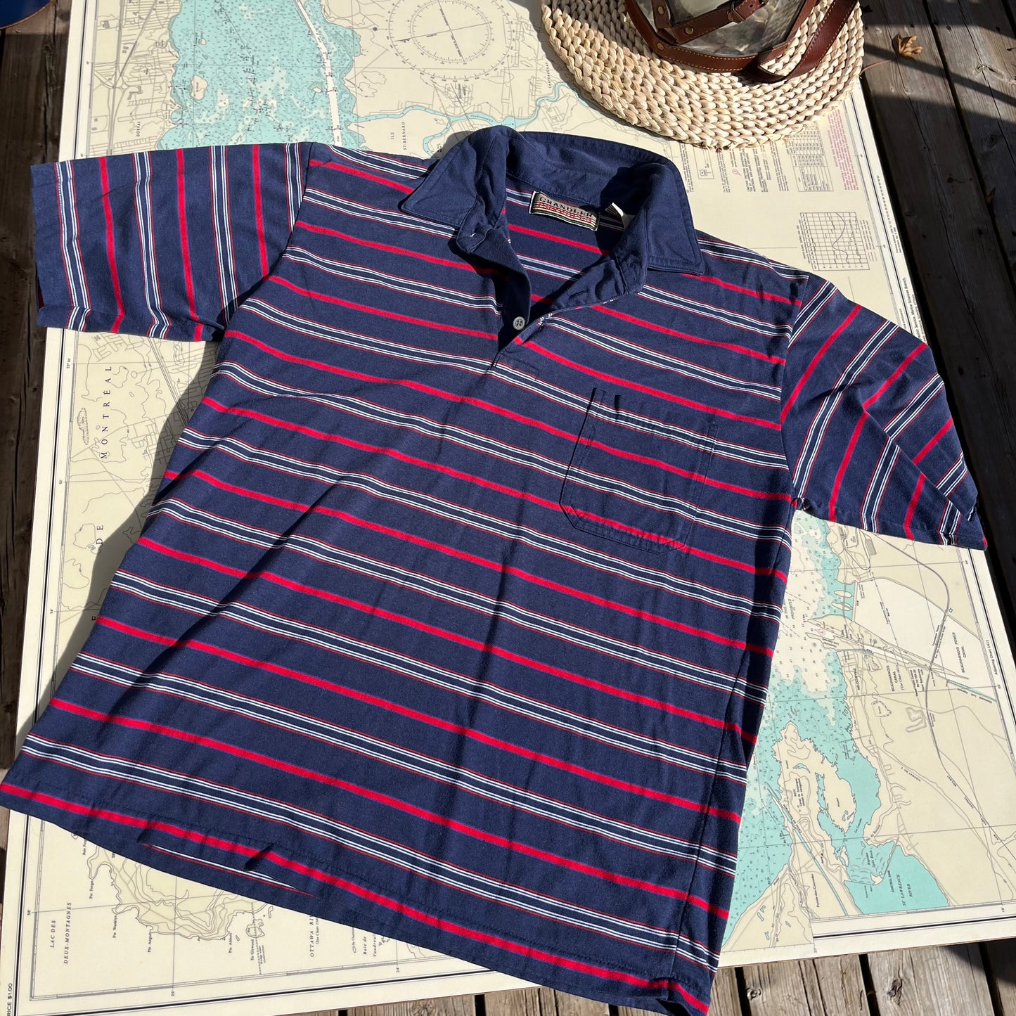 Vintage Chandler Striped Collared Golf Tee Shirt