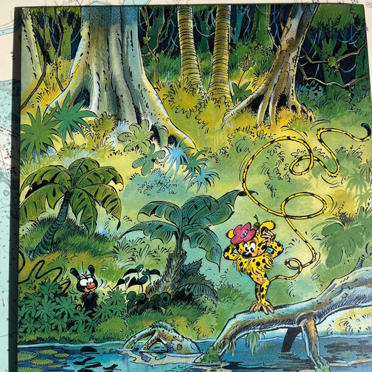 Vintage Marsupilami Jungle Plaqued Hard Board Print