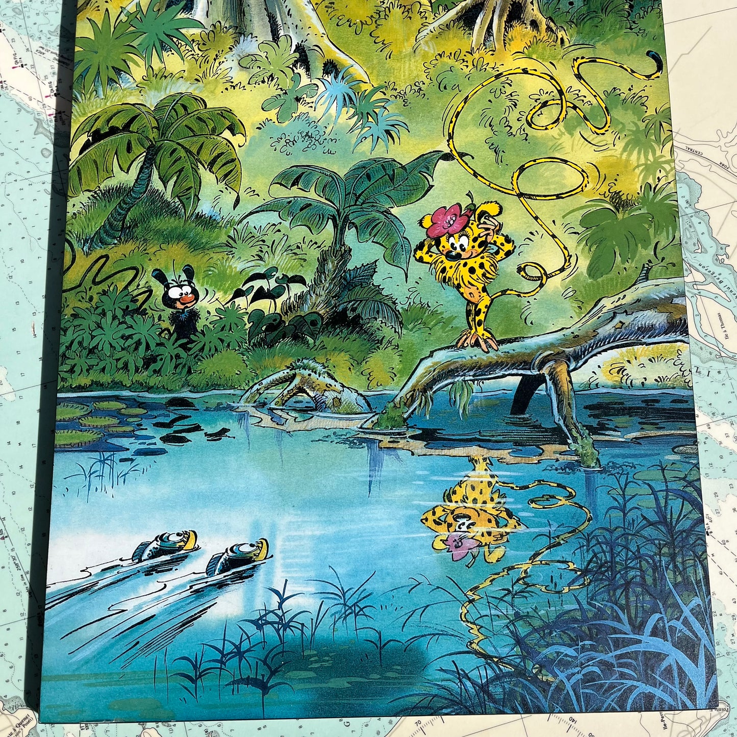 Vintage Marsupilami Jungle Plaqued Hard Board Print