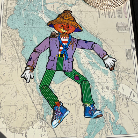 Vintage Articulated Pumpkinhead Scarecrow Wall Decor