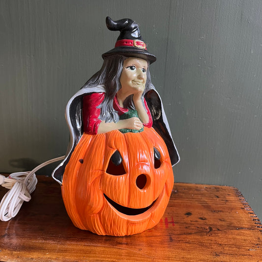 Vintage Witch Jack -O- Lantern Halloween Lamp