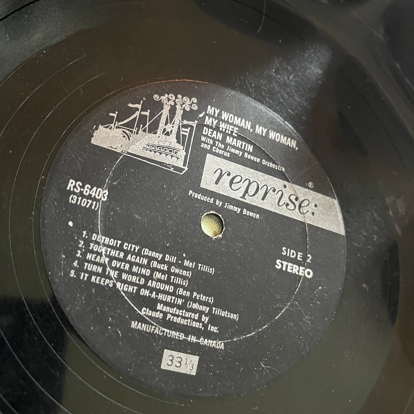 Vintage Upcycled Dean Martin Vinyl Record Bowl