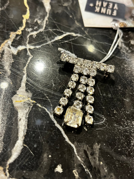 Vintage Rhinestone Tri Tail Brooch