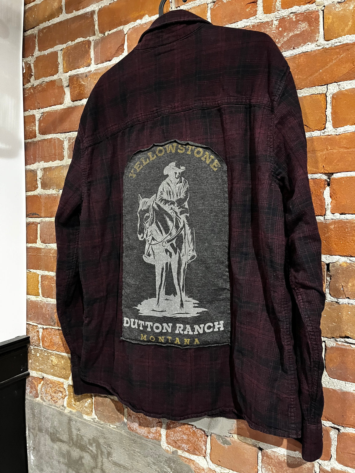 Vintage Upcycled Yellowstone Dutton Ranch Flannel Graphic Mashup Tee