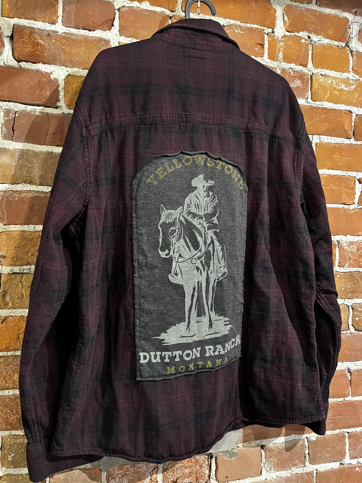 Vintage Upcycled Yellowstone Dutton Ranch Flannel Graphic Mashup Tee