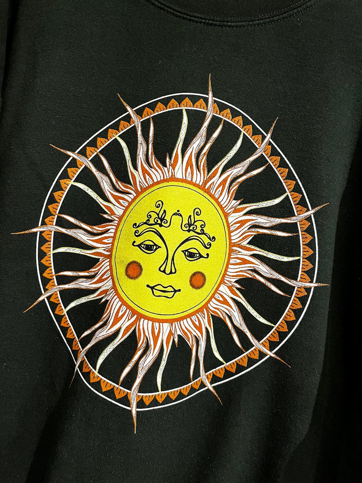 Vintage Forest Green Celestial Sun Graphic Crewneck Sweatshirt