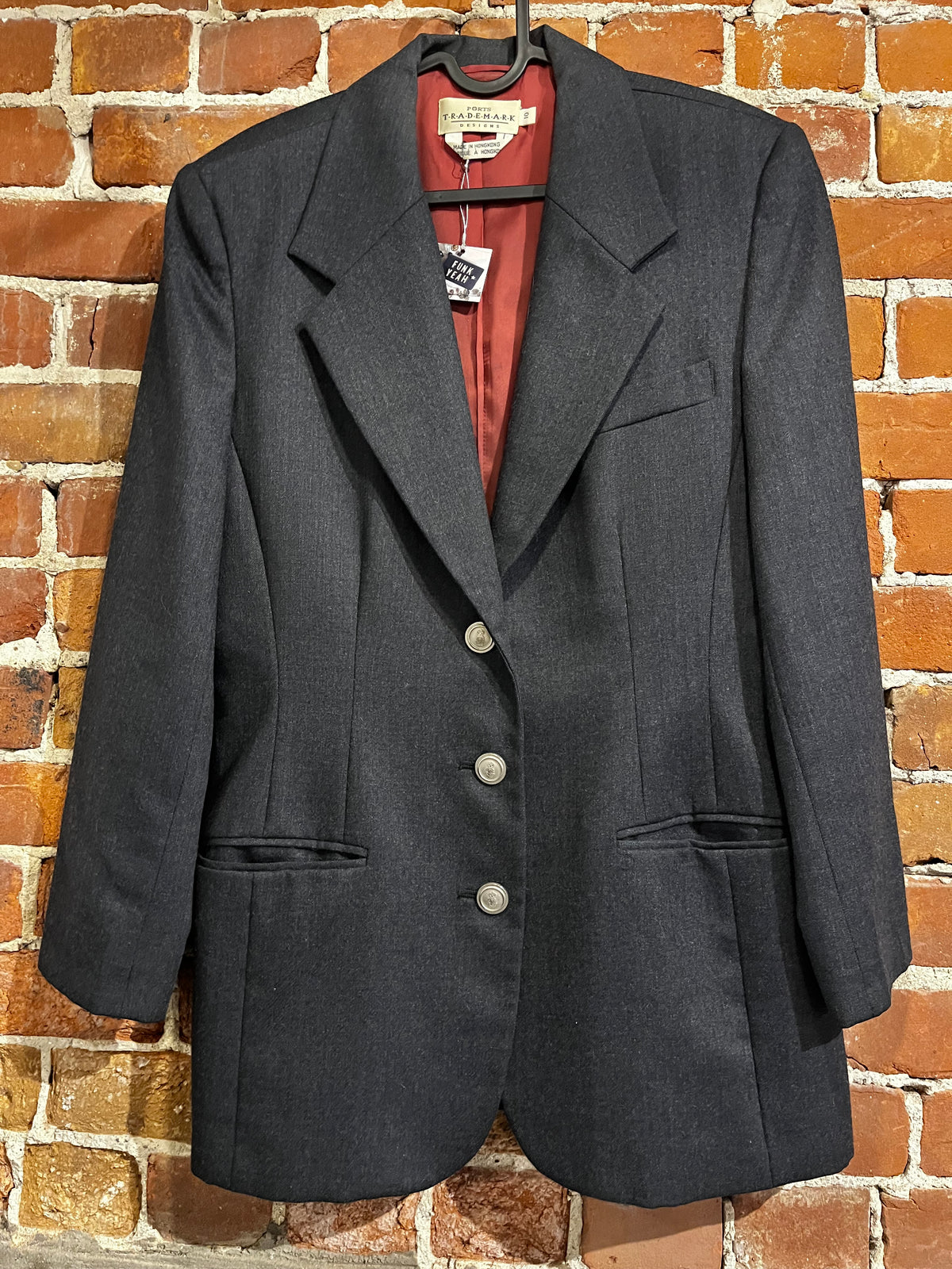Vintage Ports Trademark Grey Structured Blazer