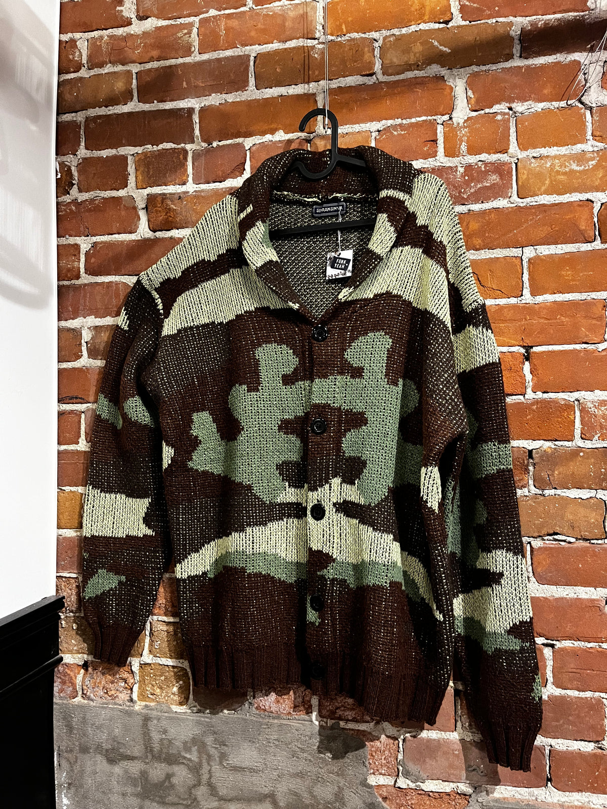 Vintage Sinransinya Green Camo Knit Cardigan