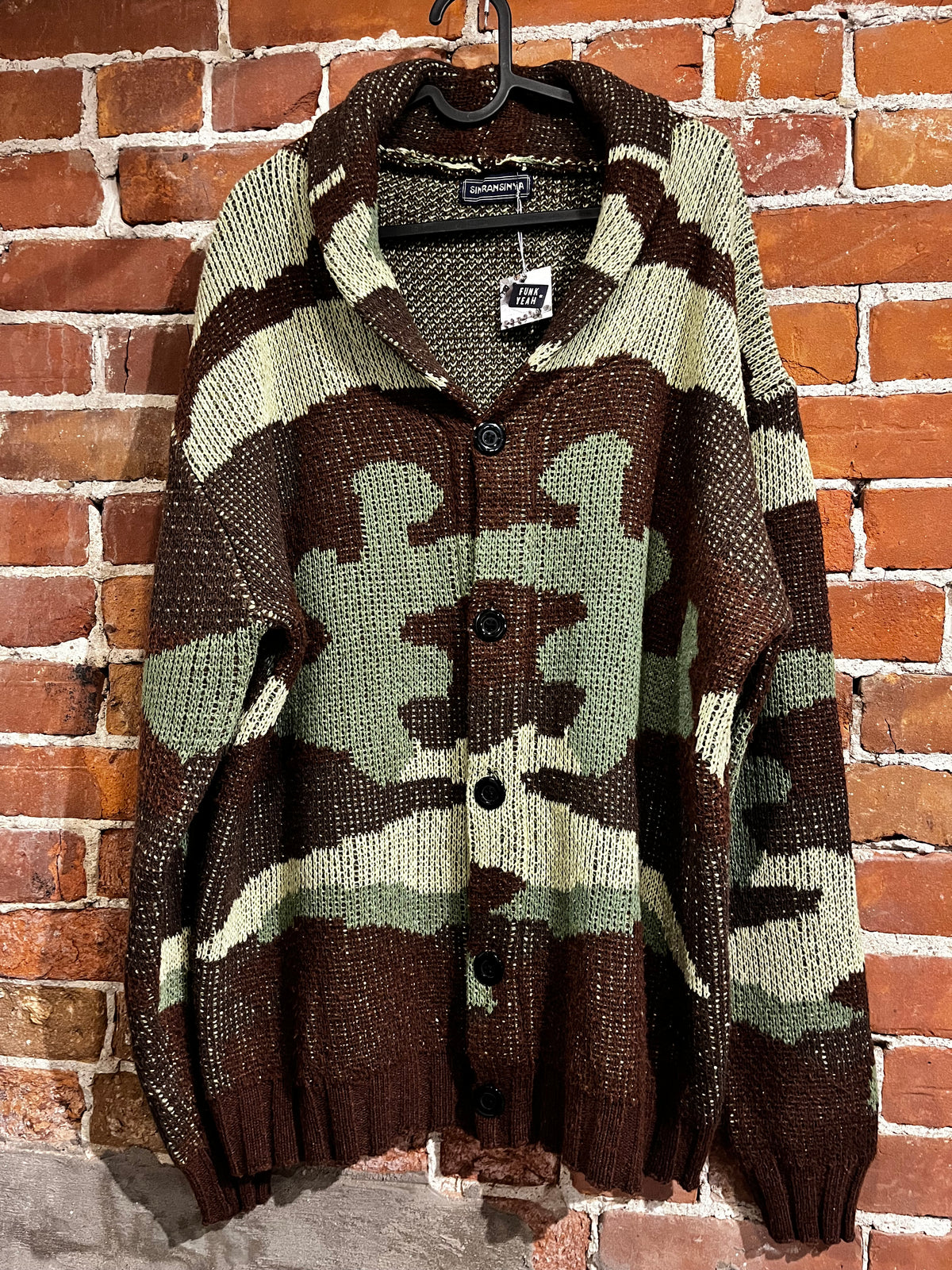 Vintage Sinransinya Green Camo Knit Cardigan