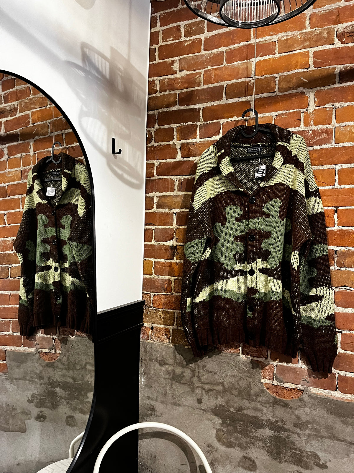 Vintage Sinransinya Green Camo Knit Cardigan