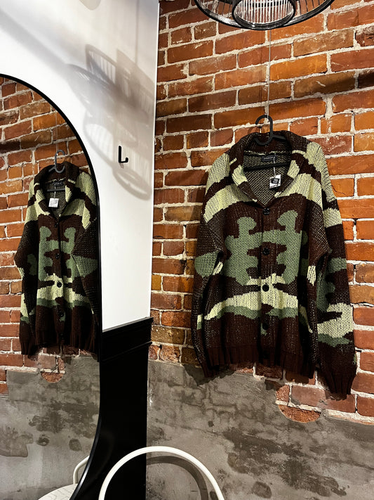 Vintage Sinransinya Green Camo Knit Cardigan