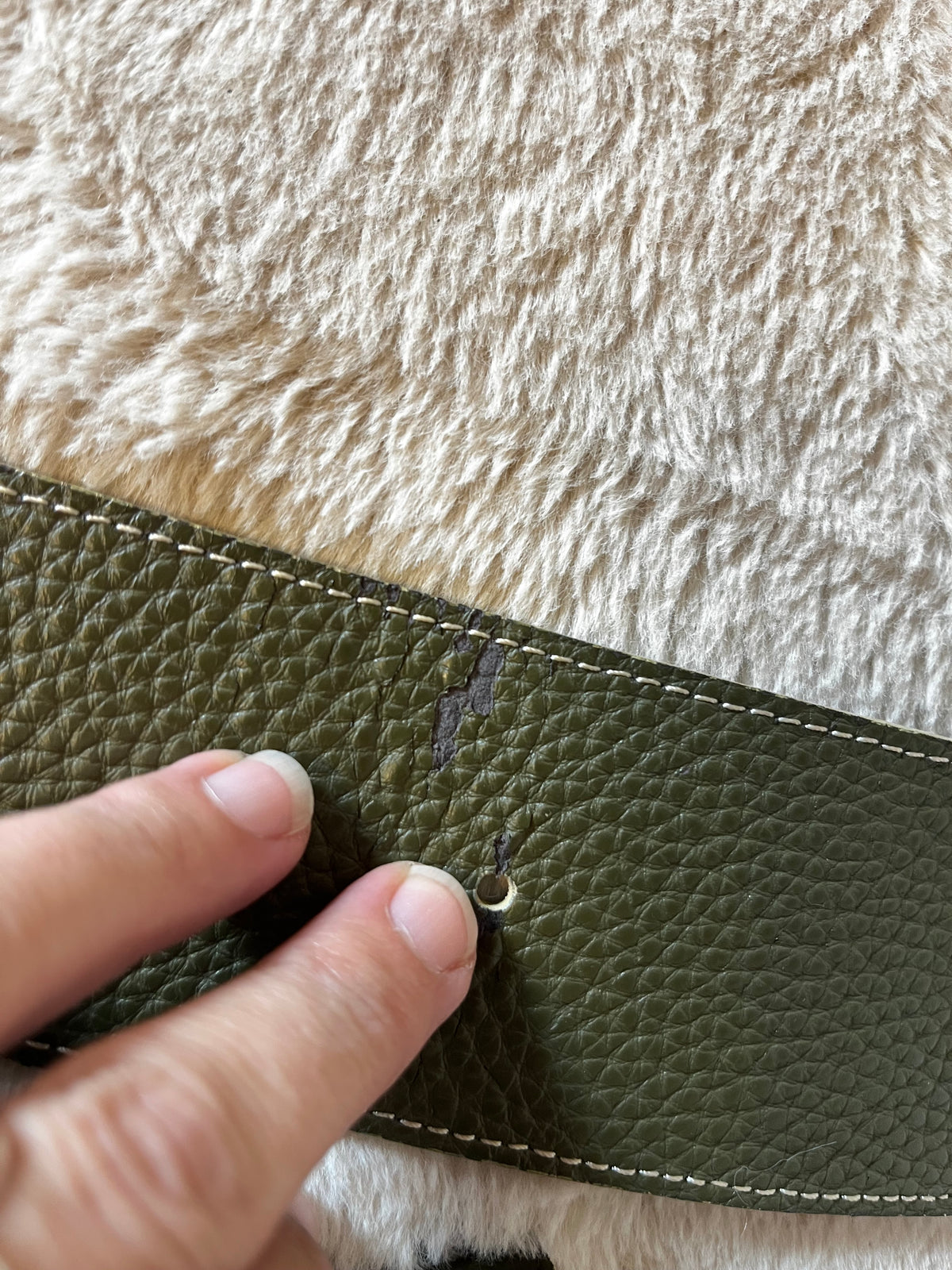 Vintage Chunky Olive Green Vegan Leather Belt