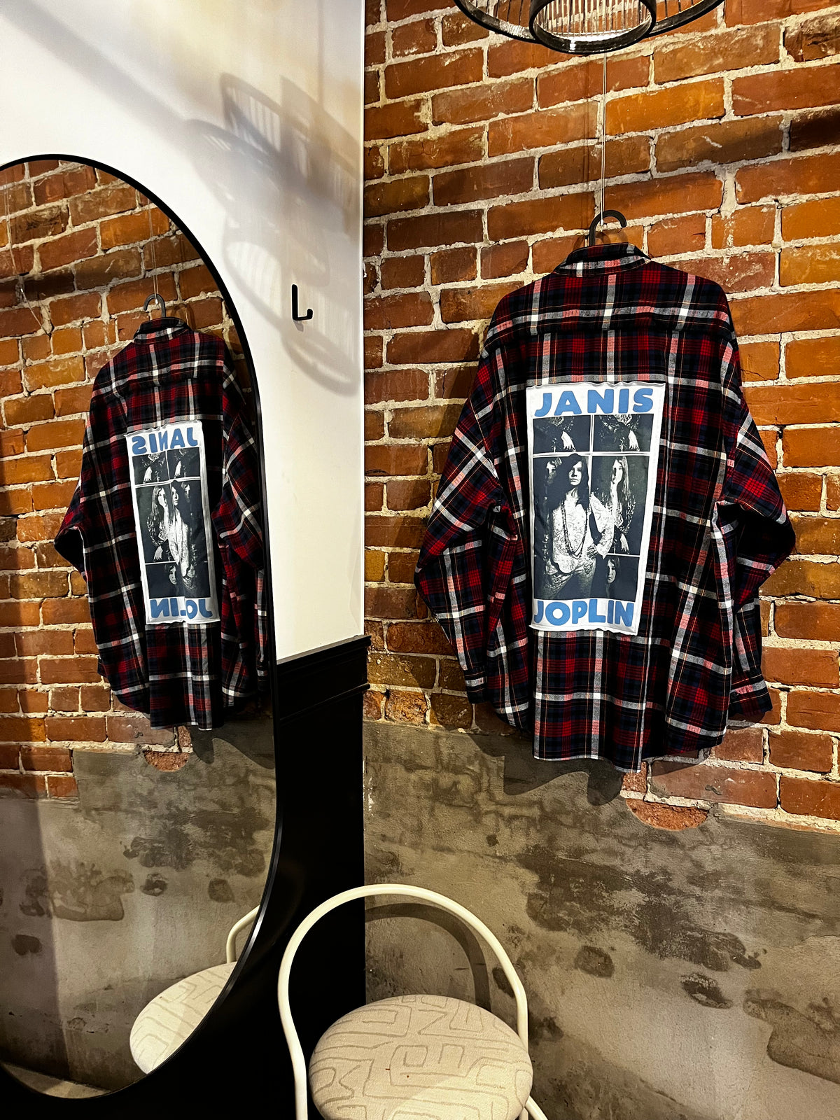 Vintage Upcycled Janis Joplin Flannel Mashup Tee