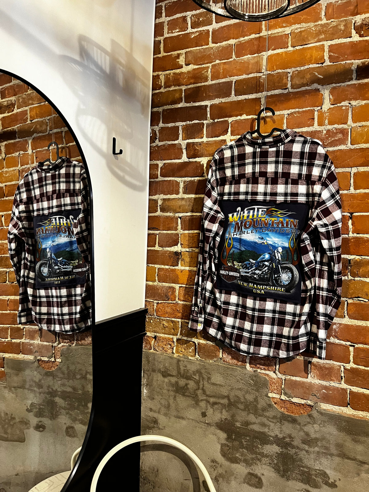 Vintage Upcycled Harley Davidson New Hampshire Flannel Mashup Tee