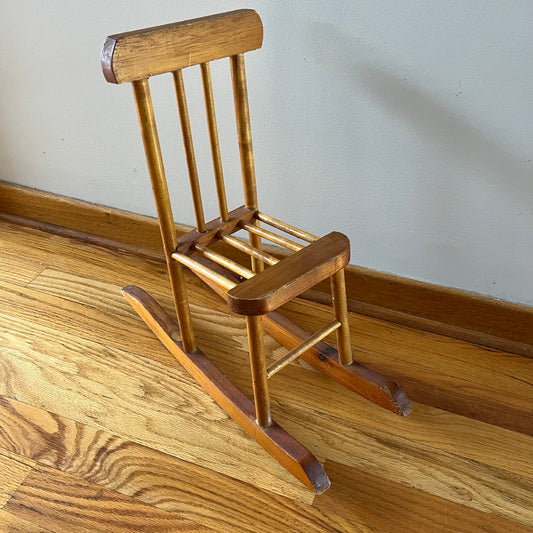 Vintage Mini Wood Doll Rocking Chair / Plant Stand